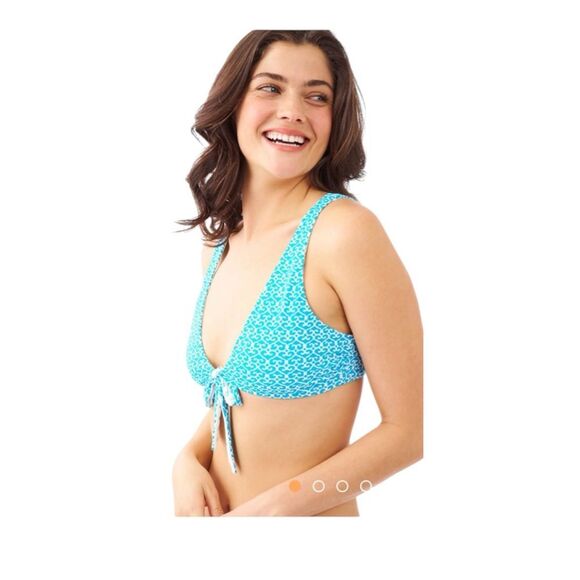 Roller Rabbit Blue Catalina Pop Hearts Adella Reversible Bikini Top - Picture 4 of 9